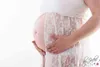 Maxi robe de photographie de maternité motif rose robe de maternité en dentelle ouverte devant robe de maternité fente haute robe enceinte G220309