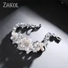Zakol Trendy Marquise CZ Zirconia Imitation Pearl Leaf Armband Bangles för kvinnor Bröllopsklänning FSBP132