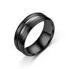Trouwringen Graveerbare 8mm Zwarte Ring voor Mannen Vrouwen Groove Rainbow Titanium Stalen Bandjes Trendy Fraternal Casual Mannelijke Sieraden