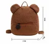 Mignon Ours En Forme Enfants Sac À Dos Sacs D'école Pour Femmes Filles Adolescents Enfants Casual Belle Agneau Polaire Grande Capacité Sacs À Dos 220224