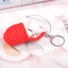 Keychains Cute Sleeping Mouse Pompom For Women Girls Handmade Woven Shoes Faux Fur Kitten Key Chains Fluffy Car Rings Miri22