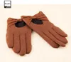 Fingerlose Handschuhe Damen Echtes Leder Mode Patchwork Wollhandschuh Braun Schwarz 1 Paar/Los