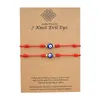 7 nudos azul mal de ojo pulsera tarjeta de papel pulsera ajustable Lucky Red String pulseras pareja joyería amistad pulsera 2Psc/Set