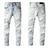 Mens Jeans Designer Ripped Patch Graffiti Vintage Style Hole Fashion Men s Trousers Slim-leg Motorcycle Biker Causal Hip Hop Pants297a