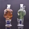 10 sets Colorful Mini Skull Head Glass Oil Burner Bong Hookahs Dab Rig Water Pipes Matrix Percolator Downstem Oil Pot with Male Glass Oil Burner Pipe