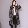 Style national hiver femmes longues Parkas Vintage imprimé manteau à capuche en vrac épaissir coton veste chaude manteaux femme plus taille D251 210512