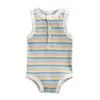 Breathable Baby Girls Boys Sleeveless Romper Infant Summer Stripes Round Collar Jumpsuit Clothes Jumpsuits