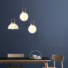 Nordic restaurant pendant lamps Creative semi-circular milky white glass chandelier Bar Shop decor Round Ball hanging lamp