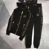 PLEIN BEAR Mens 까마귀 자켓 바지 크리스탈 해골 Tracksuit 남성 후드 캐주얼 Tracksuits 조깅 재킷 바지 세트 스포츠 슈트 74173