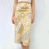 Spliced Floral Print Long Skirt Women High Waist Purple Chiffon Maxi A-line Summer Boho Beach s Bottoms Falda 210427
