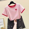 Tシャツの女性の夏のトップシャツ半袖Tシャツキャンディーカラー女性Tシャツ女性のトップス綿ティーシャツファッションフェムミ210604