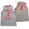 2021 Nouveau NCAA College Ohio State Buckeyes Jersey 4 Duane Washington Jr. Gris Taille S-3XL