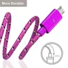 Round Braided Type C Micro USB CableS Sync Data Charging 1m 2m 3m Cord Woven Fabric Dual Colors for samsung smartphone