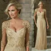 Zarif Şifon Gelin Annesi Elbiseleri Dantel Aplikler Boncuk Örgün Abiye giyim 2022 Custom Made Plus Size Wedding Guest Dress Kat Uzunluk