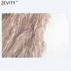 Zeefity Dames Mode Mouwloze Kleur Matching Faux Bont Patchwork Vest Jas Dames Casual Gilet Chic Uitloper Tops CT743 211101