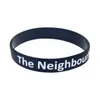 100 Stück NBHD The Neighborhood Silikonkautschuk-Armband, Rock-Stil, Band für Konzert, Geschenk, schwarz, Erwachsenengröße, bedruckt