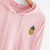 Women's Hoodies & Sweatshirts Sweatshirt Hoodie Appliques Pinapple Long Sleeve Pullover Crop Top Roupas De Frio Feminina Moleton #srn