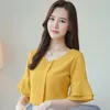 Womens Tops And Blouses Summer Flare Sleeve Chiffon Blouse Shirt Women Ladies Work Wear Office Blusa Feminina Shirts 210607