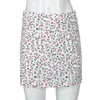 Floral mini jupe femmes moulante taille haute fente latérale club chic court élégant bureau fleur femme 210427