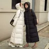 Down Cotton Clothing Women Winter Korean X-Long till Ankel BF Loose Outwear Parkas Coat 211018