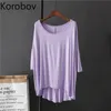 Korobov nouveauté O cou à manches courtes femmes t-shirts coréen décontracté grande taille femme t-shirt été t-shirts hauts 2a386 210324
