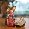 Zayton Staty Nativity Scene Set Baby Jesus Manger Jul Spjälsäng Figuriner Miniatyrer Ornament Church Xmas Present Heminredning 211018