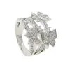 2021 CLEAR CZ PAVED Trendy Butterfly Silver Färg Fashion Ring För Kvinnor Party Gift Bröllop Smycken Hela