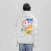 Хип-хоп Толстая куртка Parka Happy Graffiti Print Men Windbreaker Streetwear Harajuku Winter мягкий куртка Пальто Теплая Воесть 211014