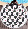 La dernière serviette de plage imprimée ronde de 150 cm, en microfibre de style chien et chat, les glands sont doux au toucher, prend en charge le LOGO personnalisé