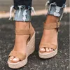 Women Shoes Platform Sandals Women Peep Toe High Wees Heel Ankle Buckles Sandalia Espadrilles Female Sandals Shoes X0728