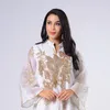 Ethnic Clothing Lastest Muslim Dress For Women Middle East Golden Sequin Embroidered Yarn Female Dubai Arab Eid Kimono Abayas Robe