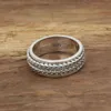 Roteerbare 925 sterling zilveren ringen voor mannen Tibetaanse touw spinner man S925 anti-allergische handmatige verhoogd beeldhouwkunst 211217