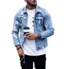 Men Denim Jacket Hole Ripped Mens Coat Moto Biker Jeans Pockets Chaquetas Hombre Washed Bomber Jackets1