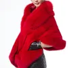 Sciarpe di lusso elegante femminile finto in finto inverno inverno pelliccia calda pelliccia scialle Cape fashion Solid Ladies Pashmina Poncho2004572