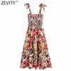 Zevity Femmes Mode Graffiti Imprimer Élastique Patchwork Sling Dress Femme Casual Bow Tie Strap Robe Chic Robes De Plage DS8344 210603