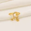 Crescent Moon Star Ring Yellow 18k Fine Solid Gold Fylld Band Ny Celestial Night Sky Vintage Triple Goddess Pentacle CZ
