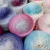 1 unid 300 g / grupo de algodón orgánico Hilo mezclado degradado Color de color Hilado de pastel de crochet Sheater Swal Sweater Hilo DIY Hecho a mano Horno de tejido Y211129