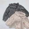 Baby girls pure cotton cute plaid long sleeve doll shirts Autumn soft comfortable floral Tops 210708