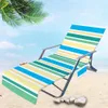 Chair Cover Stripe Printed Beach Handdukar Färgglada Chaise Lounge Handduksöverdrag för Sun Lounger Pool Sunbating Garden Water Absorption Trier Mat WMQ1138