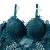 Sexy Body Women Lingerie Lace Push Up Balconette Bra BRA Dekoracje Noclega Peacock Feather Hollow Out Back Vidorra Store 210708