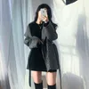 NICの女性の格子縞のウールの混合コートターンダウンカラーウールのロングコートベルト付き韓国のビンテージジャケットの温かい衣装スリムコート211110