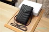 Designer- womens bags Card holders top quality leather women wallets Black organize sling bags Striped cell phone bags Hasp 17.5cm