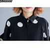 Dimanaf Plus Size Women Bluse Shirt Großgröße Sommer lässig Lady Tops Tunika Print Polka Dot Lose weibliche Kleidung Batwing -Ärmel 210326