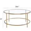 Table basse ronde de la table de café de la US Modren ACCENT Table en verre trempé pour salle de séjour Maison Top en miroir / Cadre en or A05 A48