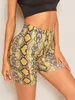 Kvinnors Shorts Kvinnor Sport Hög Midja Push Up Snakeskin Tryckt Byxor För Gym Träning Fitness Short Femme Casual Bike