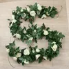 DHL 2.2m Artificial Flower Vine Fake Silk Rose Ivy Flowers for Wedding Decoration Vines Hanging Garland Home Decor