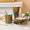 English bone china coffee dish Mug large capacity water set gift European afternoon flower tea cup