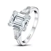 Bagues de cluster Wong Rain 925 Sterling Silver Emerald Cut Créé Moissanite Gemstone Engagement Wedding Diamonds Ring Fine Jewelry 269C