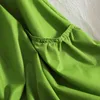 Kimutomo Robe à bretelles contrastée Femmes Retour Cravate Bow Vêtements Dames Vert Slim Sauvage Robe à volants Été 210521
