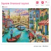 Huacan 5d Diy Diamond Painting Venice Scenery Embroidery Mosaic River Town Landscape Home Decor Wall Sticker